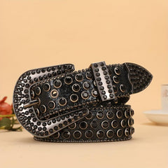 Men's PU Belt Pearlescent Sequins Faux Diamond Rhinestone Belt
