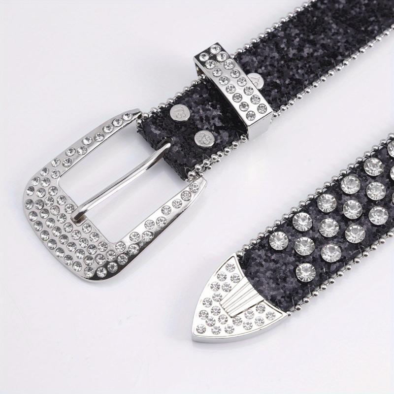 Sequin Wide Belt with Rhinestone Inlay for Pants