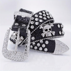 Sequin Wide Belt with Rhinestone Inlay for Pants