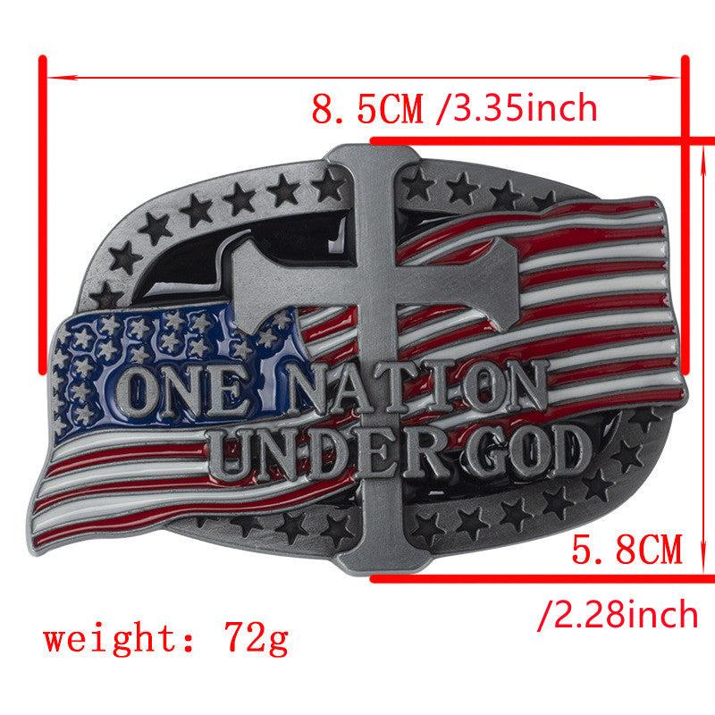 Alloy Flag Cross Letter Belt Buckle Western Cowboy Novelty Buckle