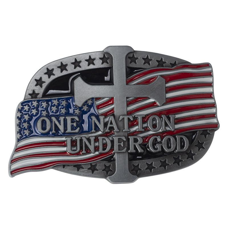 Alloy Flag Cross Letter Belt Buckle Western Cowboy Novelty Buckle