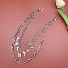 Key Lock Three Layer Waist Chain Hip Hop Rock Chain Punk Gothic Belt Chain