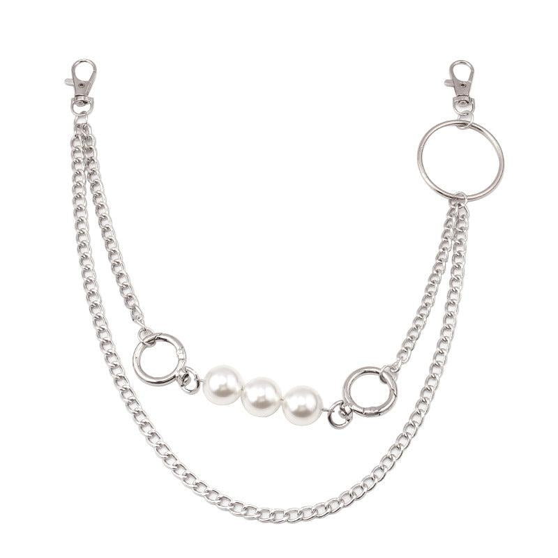Pearl Thorns Double Layer Waist Tassel Chain Punk Accessories