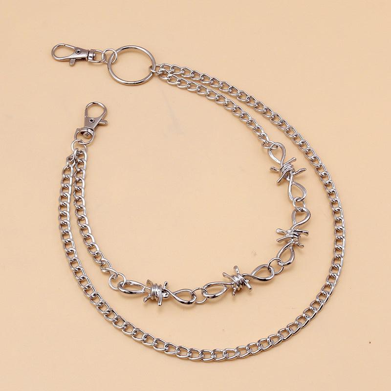 Pearl Thorns Double Layer Waist Tassel Chain Punk Accessories