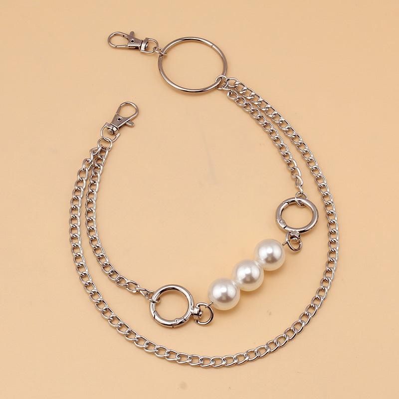 Pearl Thorns Double Layer Waist Tassel Chain Punk Accessories