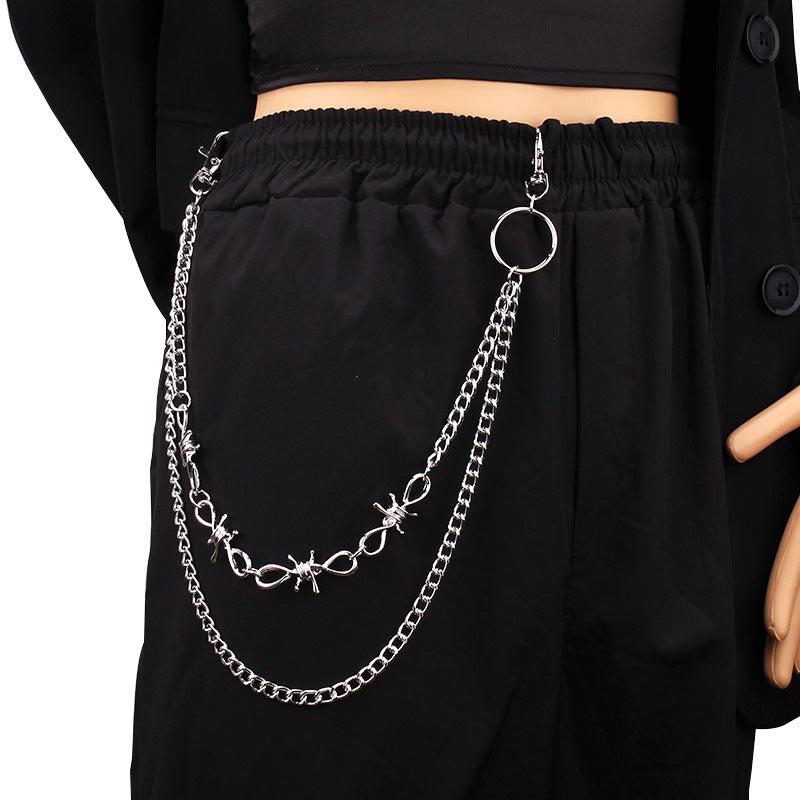 Pearl Thorns Double Layer Waist Tassel Chain Punk Accessories