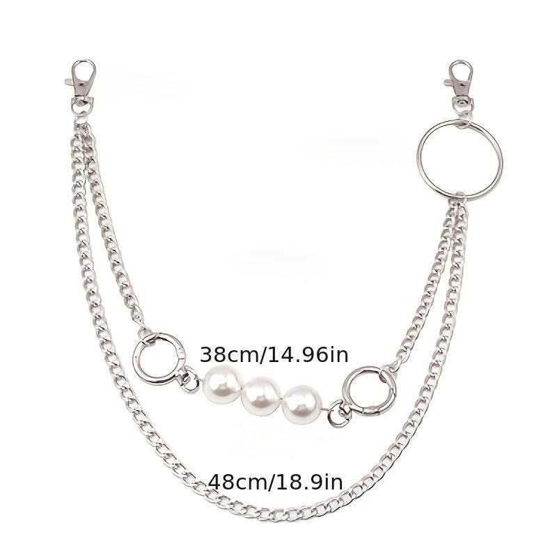 Pearl Thorns Double Layer Waist Tassel Chain Punk Accessories