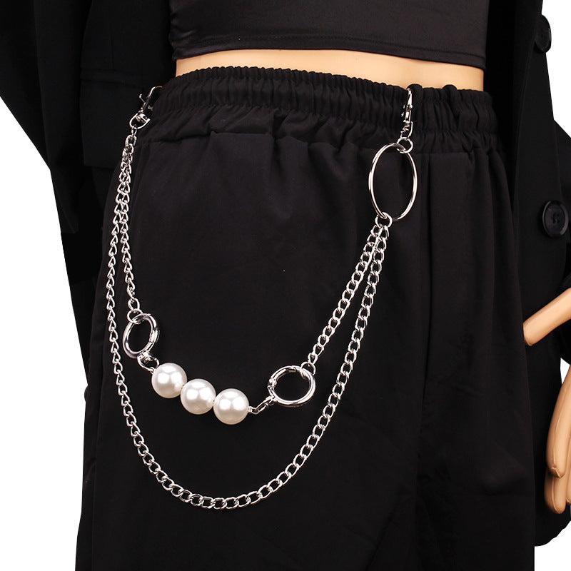 Pearl Thorns Double Layer Waist Tassel Chain Punk Accessories
