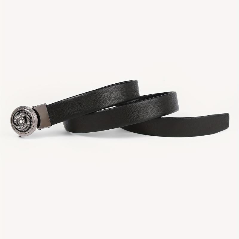 Men's Leather Belt with Rhinestone Buckle