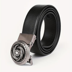 Men's Leather Belt with Rhinestone Buckle
