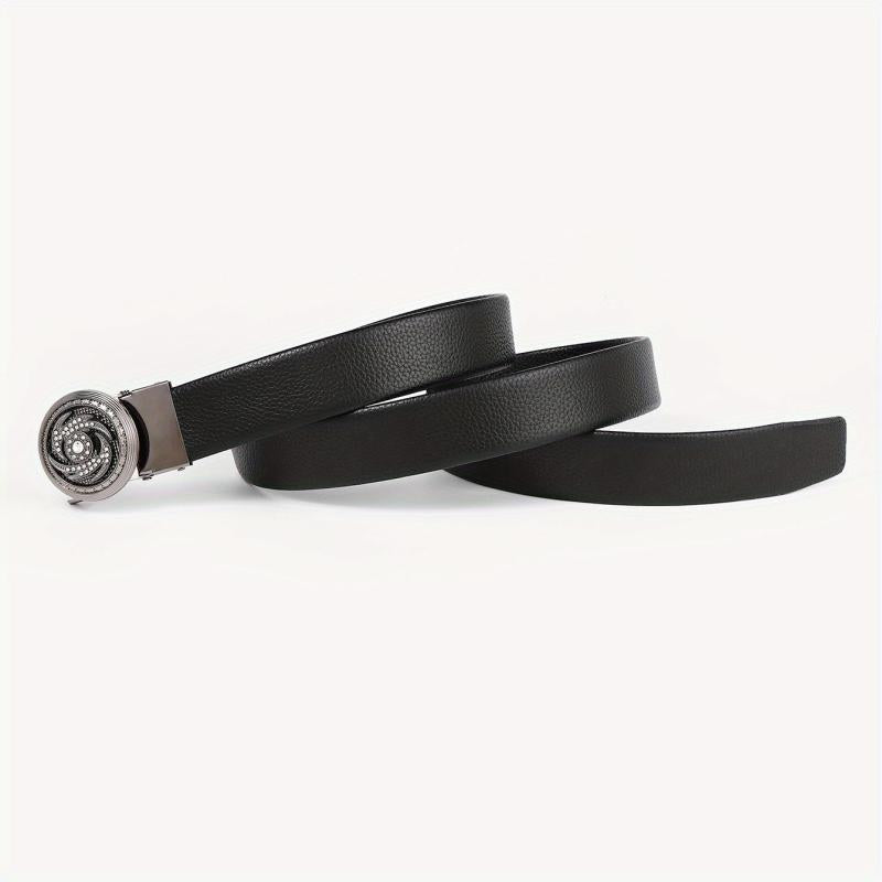 Men's Leather Belt with Rhinestone Buckle
