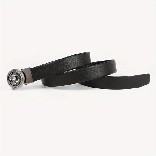 Men's Leather Belt with Rhinestone Buckle