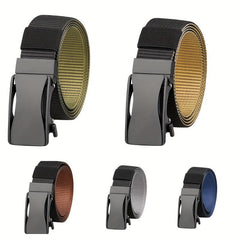 Men's Double Layer Canvas Belt Automatic Buckle Belt Canvas Waistband