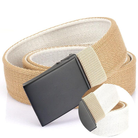 Double sided Canvas Belt Young Men's Buckle Belt