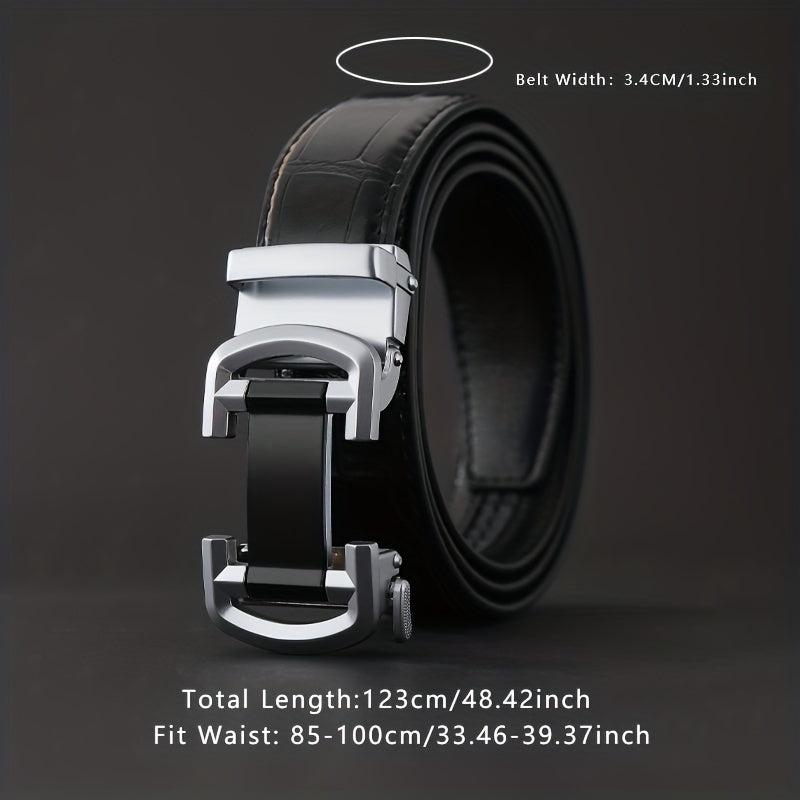 Men's Casual PU Leather Belt Automatic Buckle Belt