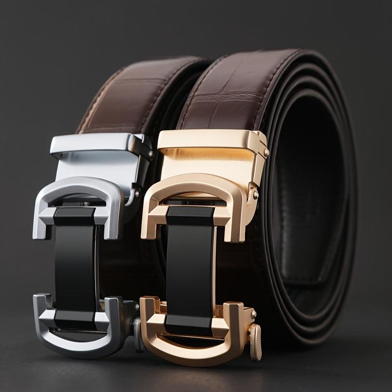 Men's Casual PU Leather Belt Automatic Buckle Belt