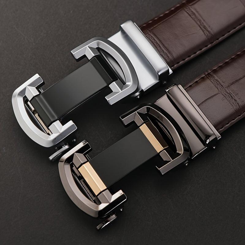 Men's Casual PU Leather Belt Automatic Buckle Belt