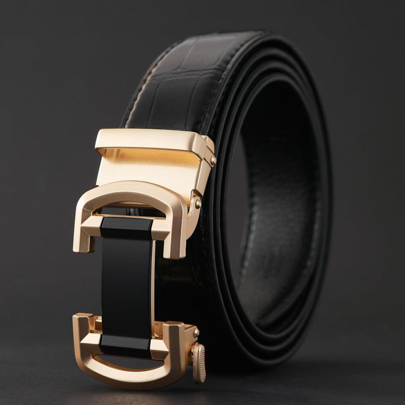 Men's Casual PU Leather Belt Automatic Buckle Belt