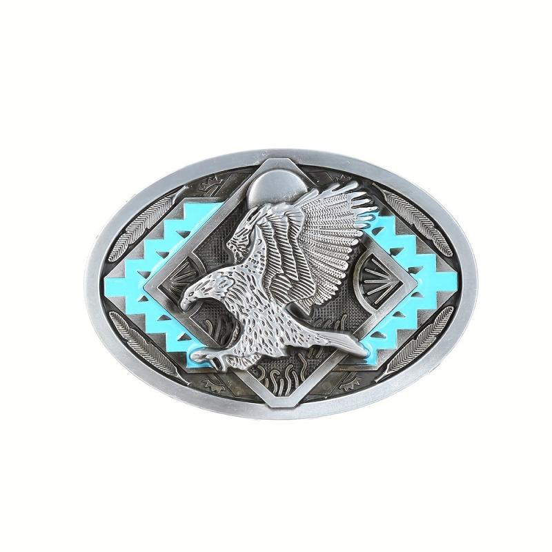 Geometric Pattern Eagle Belt Buckle for Men