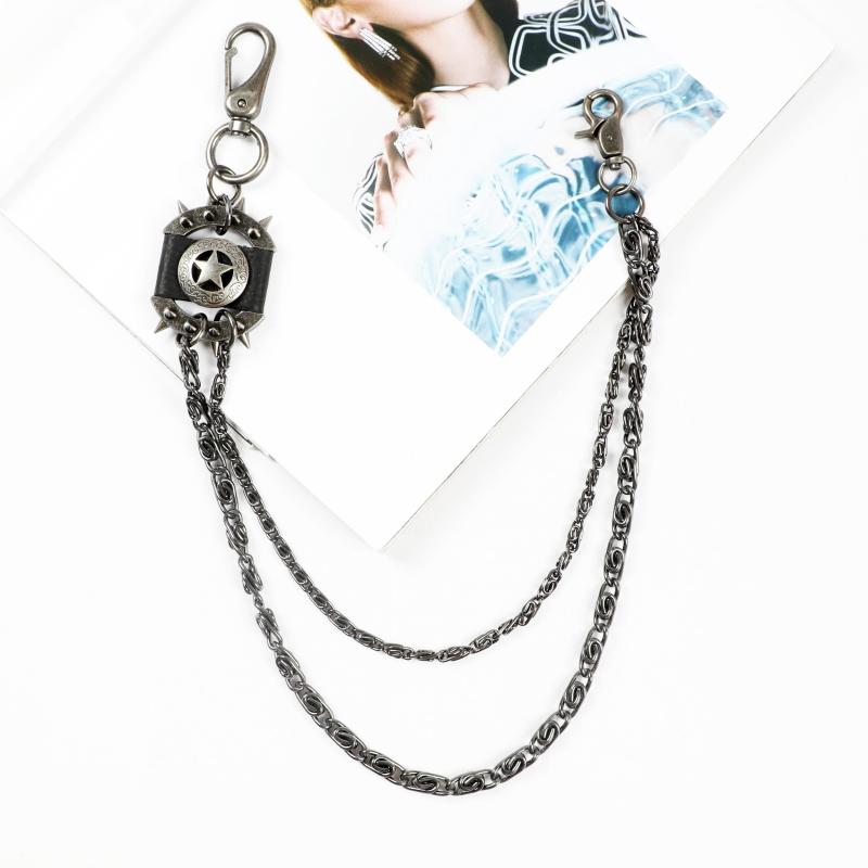 Men's Retro Pentagram Waist Chain Metal Punk Rock Double Chain Ring Pants Chain