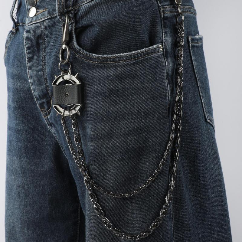 Men's Retro Pentagram Waist Chain Metal Punk Rock Double Chain Ring Pants Chain