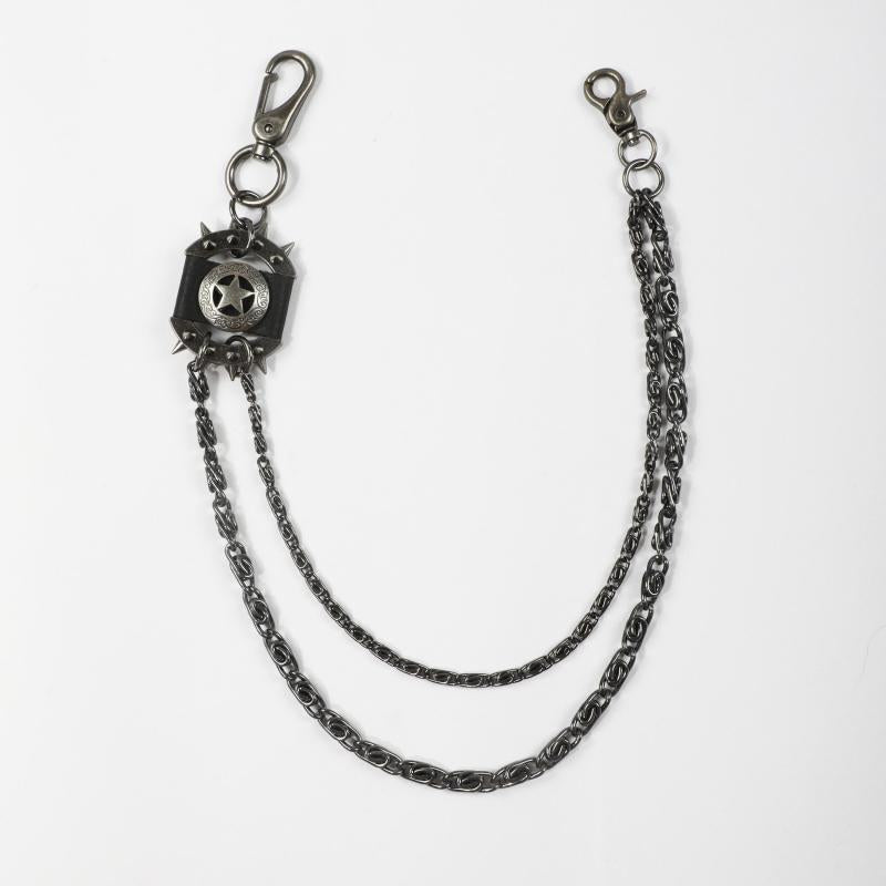 Men's Retro Pentagram Waist Chain Metal Punk Rock Double Chain Ring Pants Chain