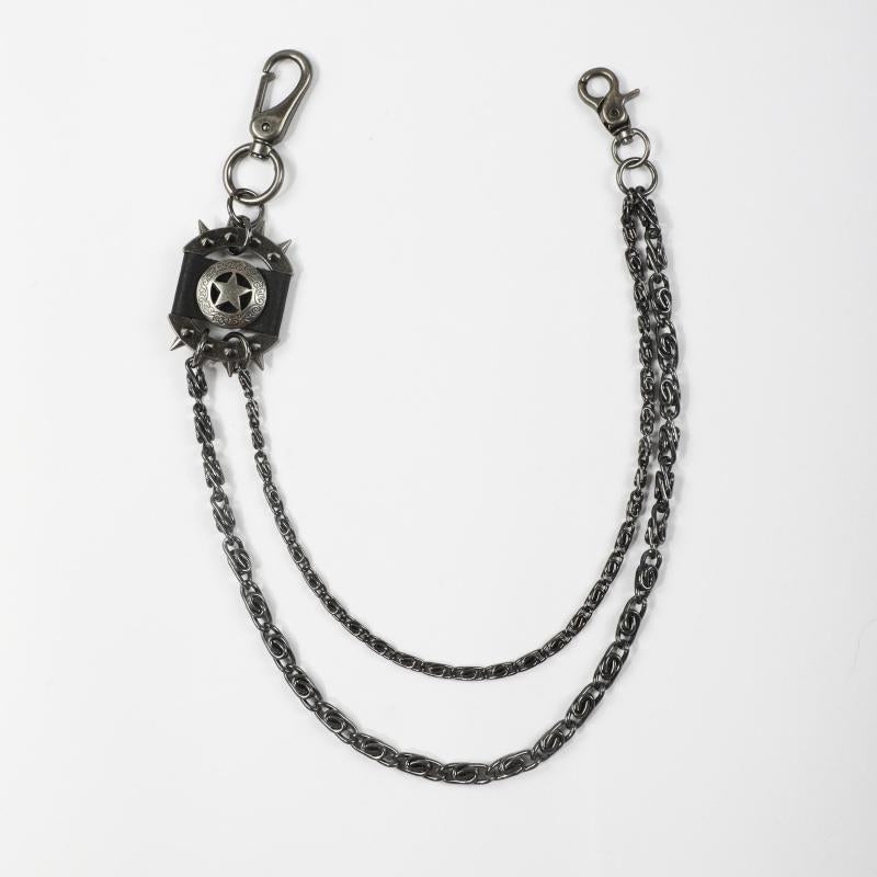 Men's Retro Pentagram Waist Chain Metal Punk Rock Double Chain Ring Pants Chain