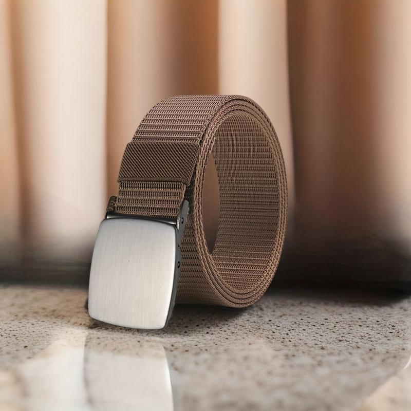 Coffee Canvas Belt Smooth Buckle for Outdoor Military Training