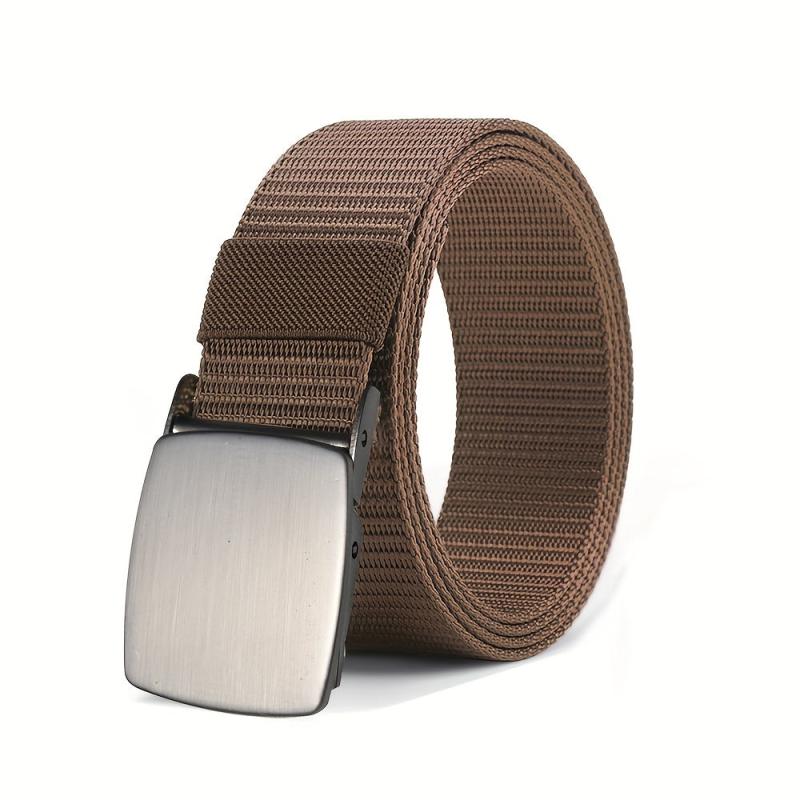 Coffee Canvas Belt Smooth Buckle for Outdoor Military Training