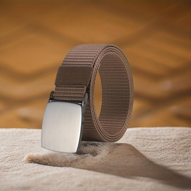 Coffee Canvas Belt Smooth Buckle for Outdoor Military Training