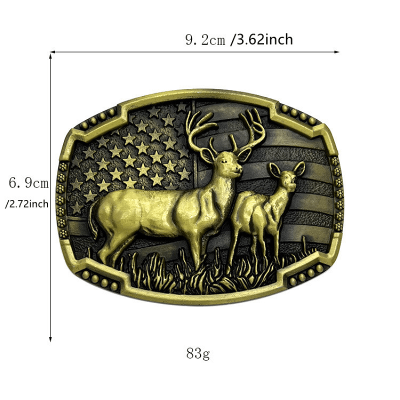 Zinc Alloy Elk Belt Buckle Western Cowboy Style Retro Casual Unisex