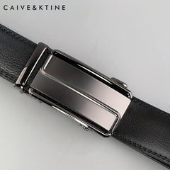 Caivektine Men's Cowhide Casual Leather Belt with Automatic Buckle