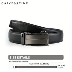Caivektine Men's Cowhide Casual Leather Belt with Automatic Buckle