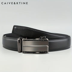 Caivektine Men's Cowhide Casual Leather Belt with Automatic Buckle