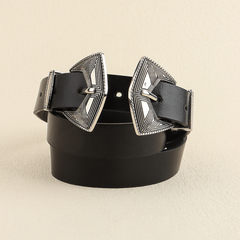 Women Men Retro Belt Punk 2 Personalized Wide PU Leather
