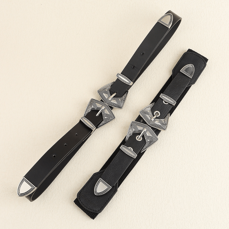 Women Men Retro Belt Punk 2 Personalized Wide PU Leather