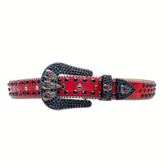 Y2K Red Skull Rhinestone Belt for Men