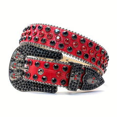 Y2K Red Skull Rhinestone Belt for Men