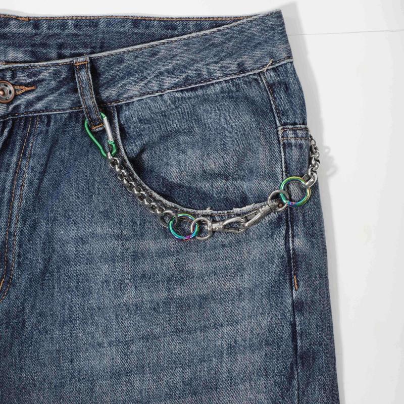 Men's Colorful Iron Pants Chain Hip Hop Style