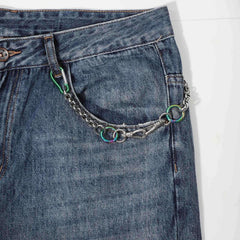 Men's Colorful Iron Pants Chain Hip Hop Style