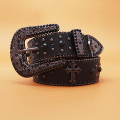 Diamond Printed Cross Leather Belt for Men
