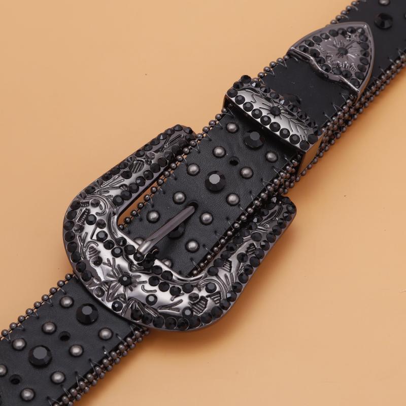 Diamond Printed Cross Leather Belt for Men