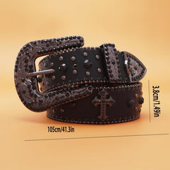 Diamond Printed Cross Leather Belt for Men
