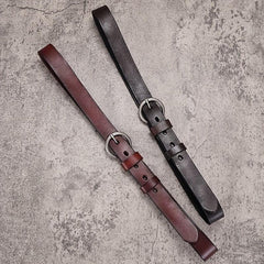 Retro Needle Buckle Cowhide Belt Narrow Jeans Belt