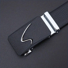 Men's Leather Belt Automatic Buckle Business Waist Strap