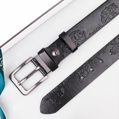 Forest Kingdom Animal Pattern Men's Casual PU Leather Belt