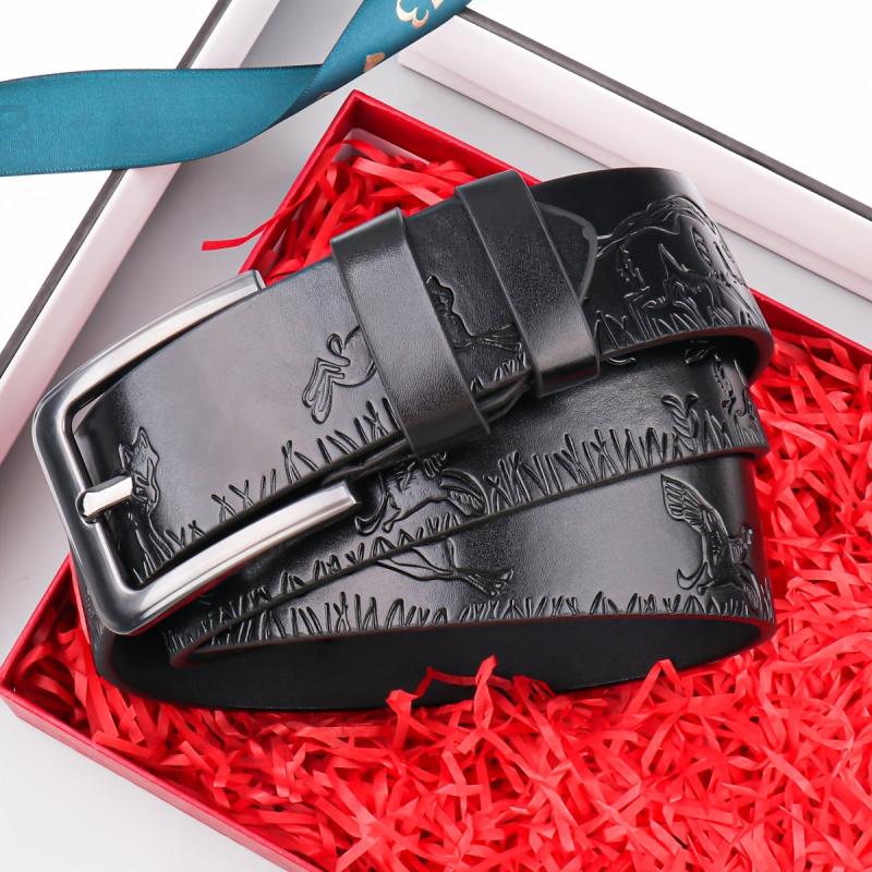 Forest Kingdom Animal Pattern Men's Casual PU Leather Belt