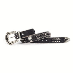 Skull Head Rivet Leather Belt for Jeans Pants