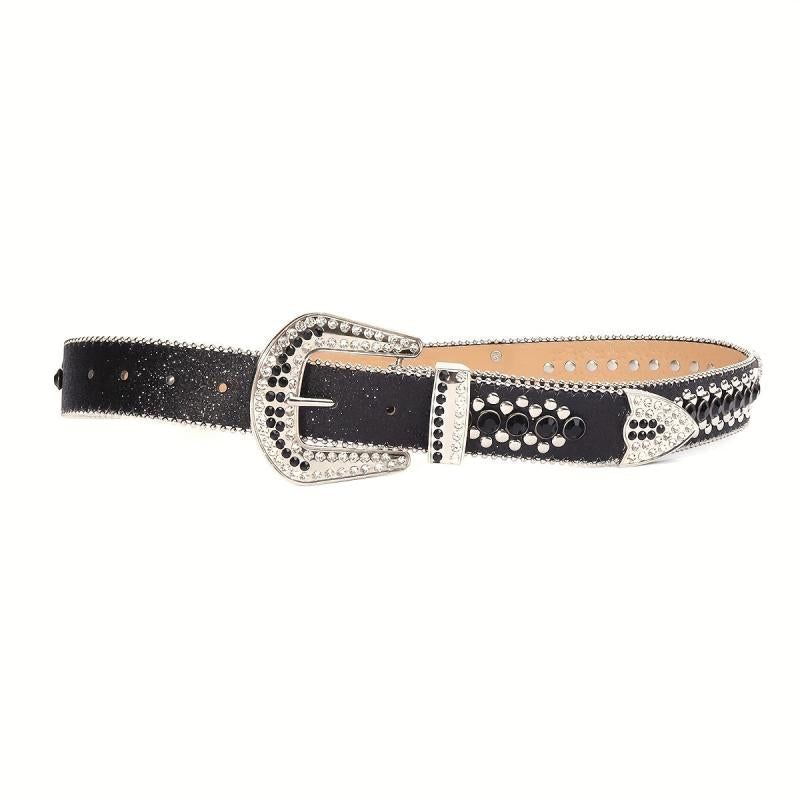 Skull Head Rivet Leather Belt for Jeans Pants