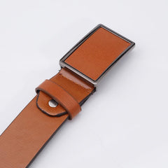 Antique Smooth Buckle Belt Business Casual Vintage Leather Belt